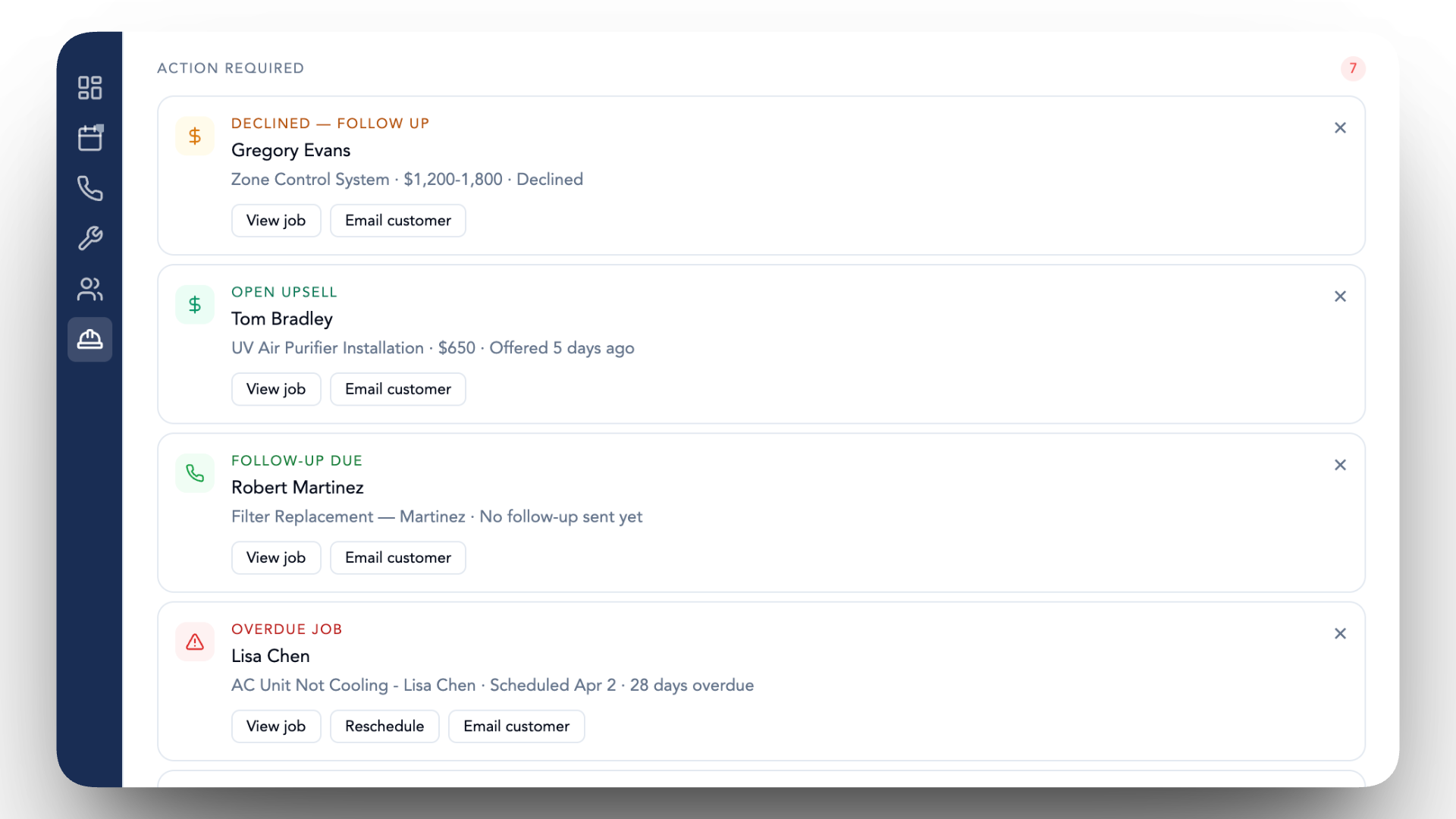 Kelby revenue closer — daily action queue surfacing follow-ups and upsells